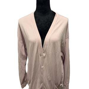 Fabletics Rosaline V-Neck Pullover Sweatshirt with Pockets in Pink